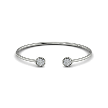Double Round Shaped Diamond Pavé Open Bangle