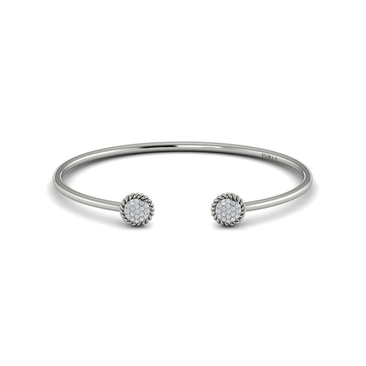 Double Round Shaped Diamond Pavé Open Bangle