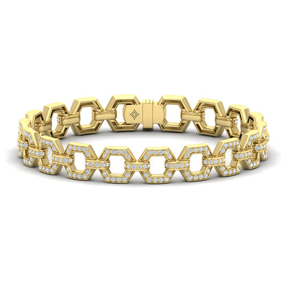 Diamond Open Honeycomb Link Bracelet