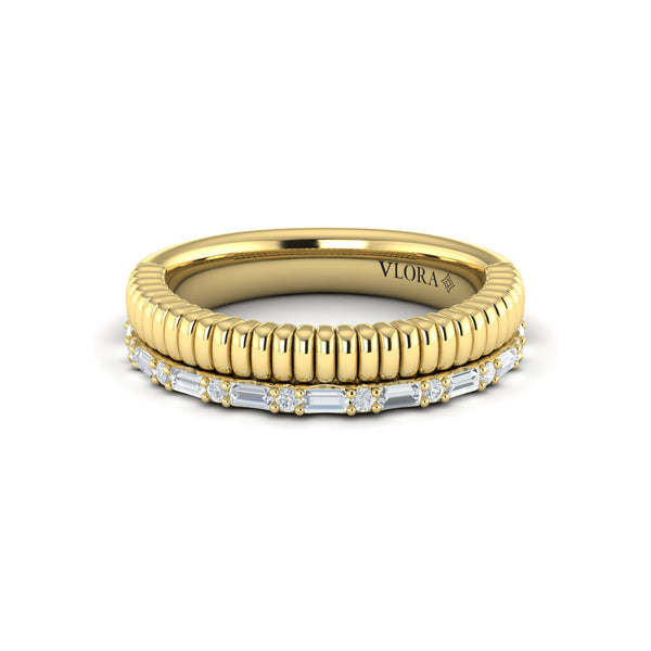 Diamond Baguette Textured Band