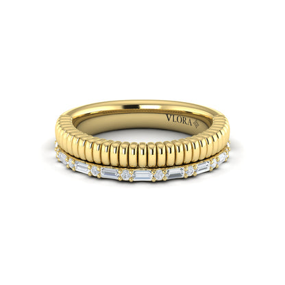 Diamond Baguette Textured Band
