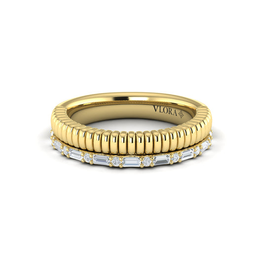 Diamond Baguette Textured Band