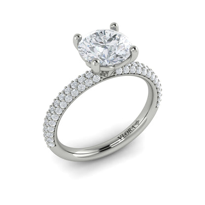 Shimmering Engagement Ring with Micropave Band