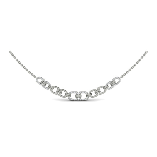 Multi Linked Curves with Diamond Accents Necklace