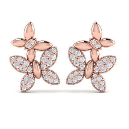 Double Butterfly Diamond Pavé Earrings