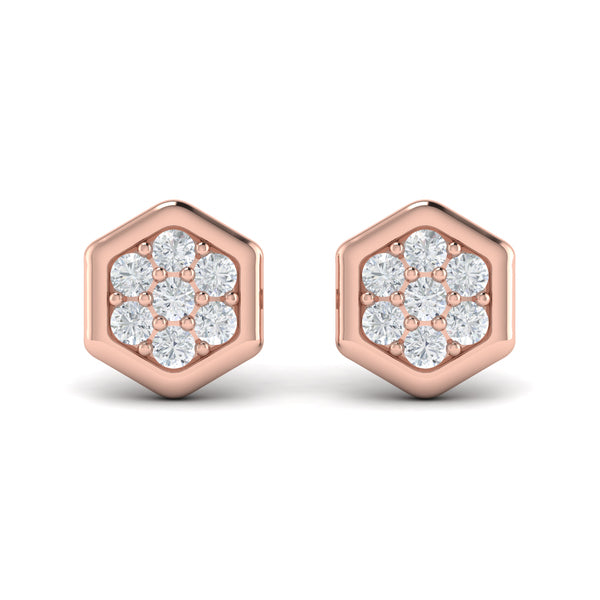 Diamond Cluster Honeycomb Stud Earrings