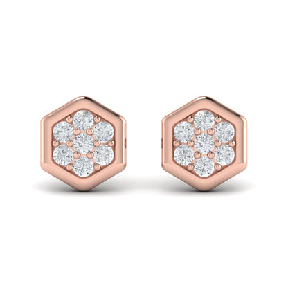 Diamond Cluster Honeycomb Stud Earrings
