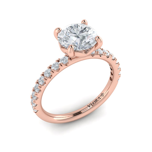 Round Classic Engagement Ring in 14K Rose Gold by Vlora Bridal