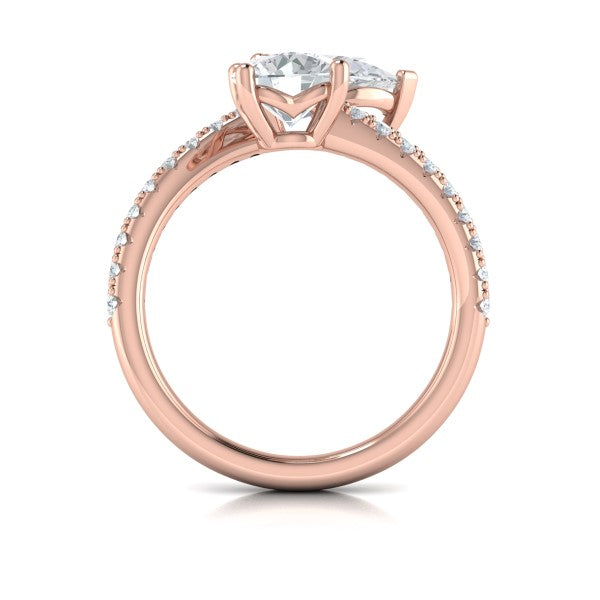 Kissing Round and Pear Two Stone Engagement Ring
