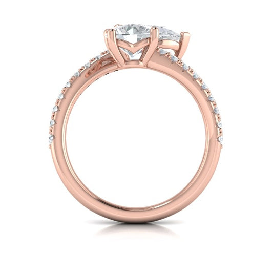 Kissing Round and Pear Two Stone Engagement Ring