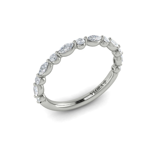 Matching Bands Wedding Band in 14K White Gold by Vlora Bridal