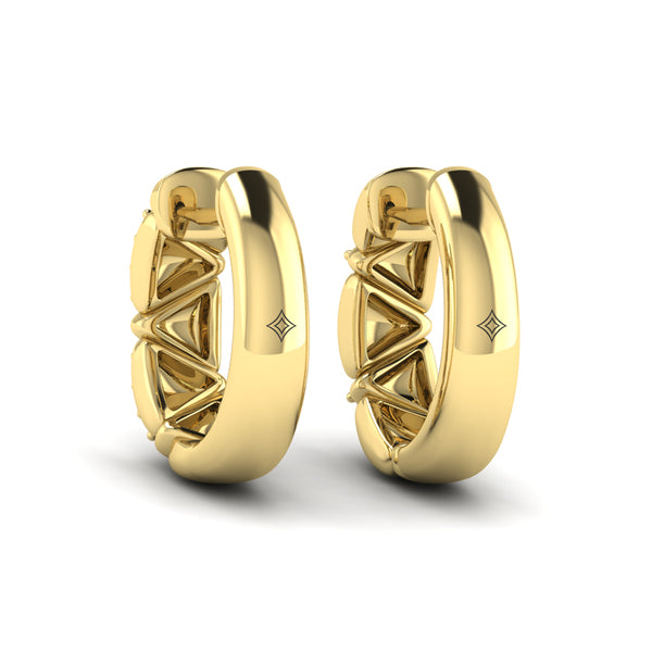 Double Diamond Trinity Huggie Earrings