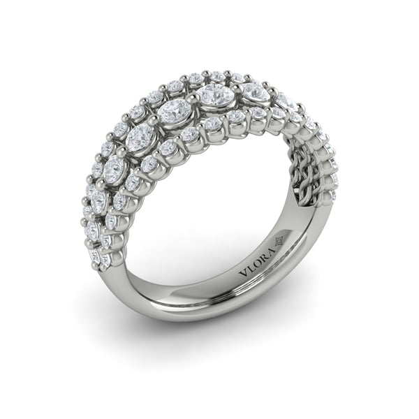 Diamond Three Row Ring