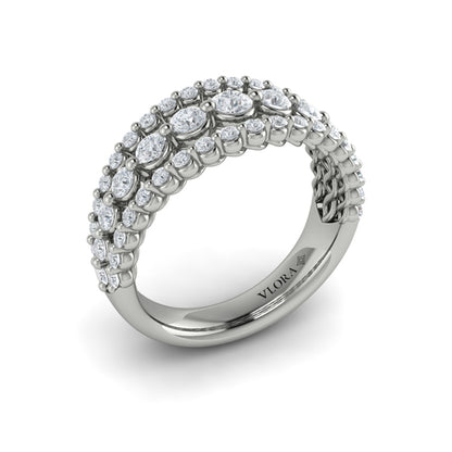 Diamond Three Row Ring