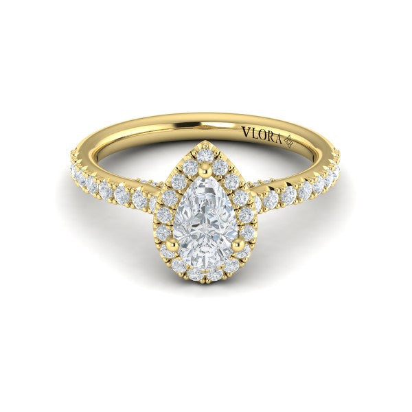 Pretty Pear Halo Engagement Ring