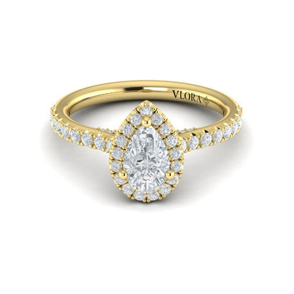 Pretty Pear Halo Engagement Ring