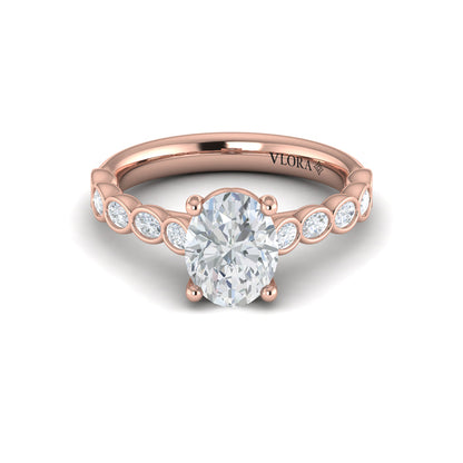 Bezel Oval Diamond Band Engagement Ring