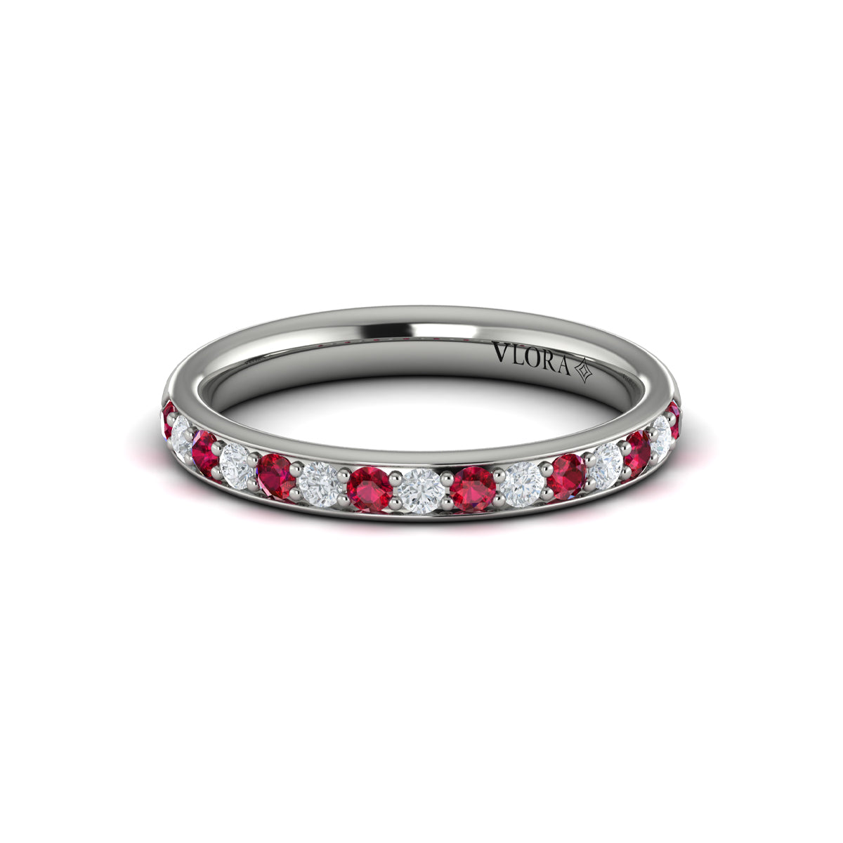 Delicate Ruby and Diamond Stackable Band