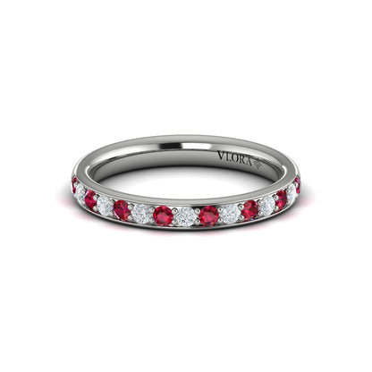 Delicate Ruby and Diamond Stackable Band
