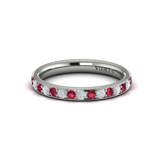 Delicate Ruby and Diamond Stackable Band