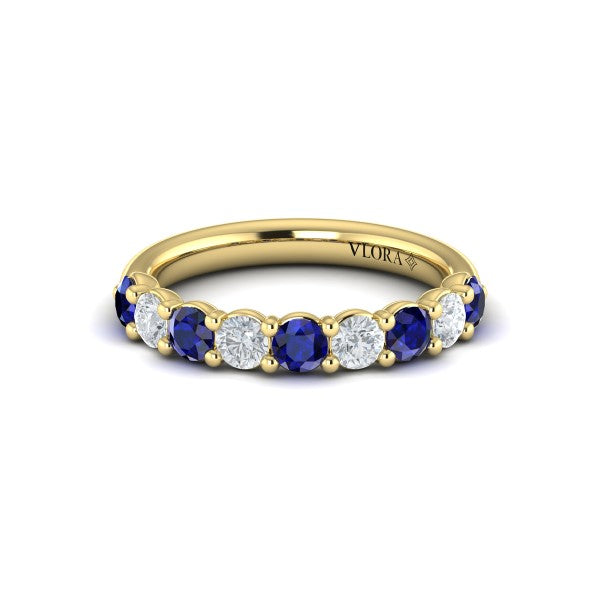 Classic Sapphire and Diamond Stackable Band