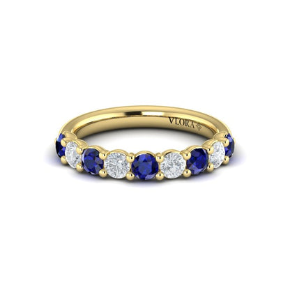 Classic Sapphire and Diamond Stackable Band