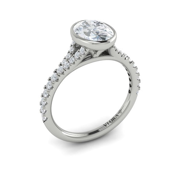 Refined Oval Bezel Engagement Ring