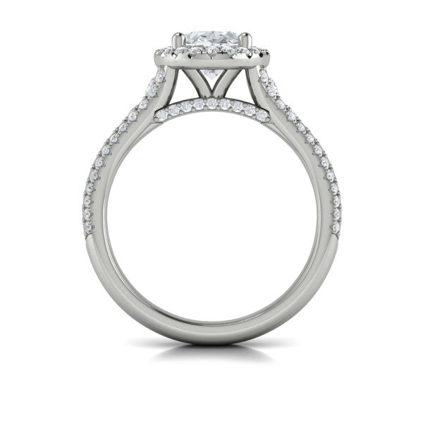 Oval Halo Engagement Ring in Platinum by Vlora Bridal