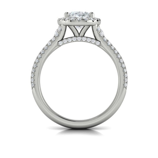 Oval Halo Engagement Ring in Platinum by Vlora Bridal
