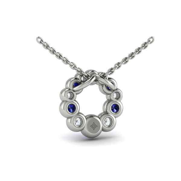 Diamond and Sapphire Circle Bezel Pendant