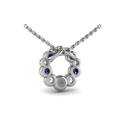Diamond and Sapphire Circle Bezel Pendant