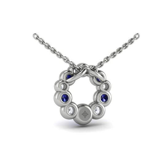 Diamond and Sapphire Circle Bezel Pendant