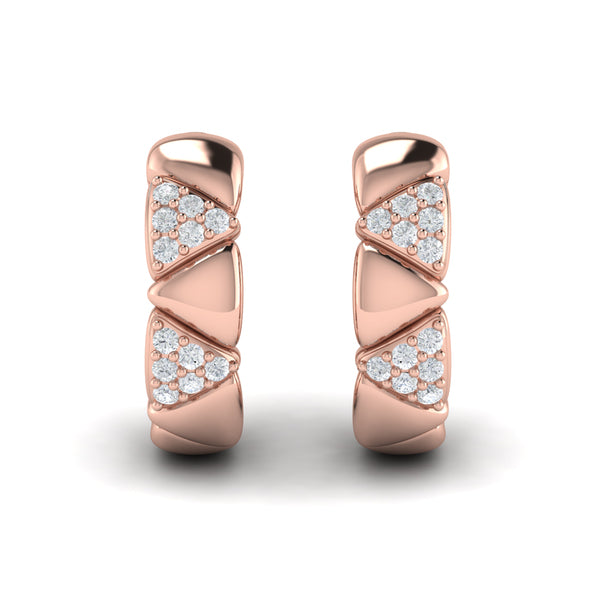 Double Diamond Trinity Huggie Earrings