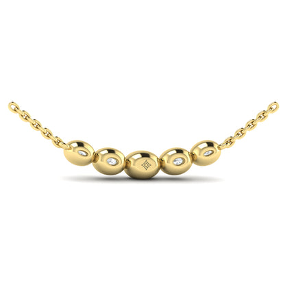 Bezel Set Diamond Curve Pendant Necklace