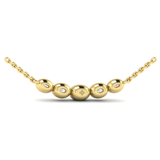 Bezel Set Diamond Curve Pendant Necklace