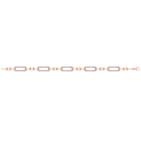 Diamond East West Open Oval Link Bracelet