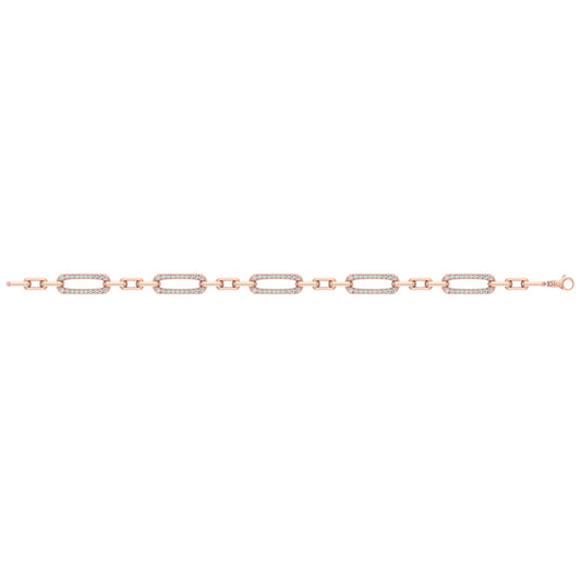 Diamond East West Open Oval Link Bracelet
