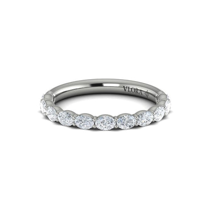 Graceful Oval Shared Prong Stackable Band