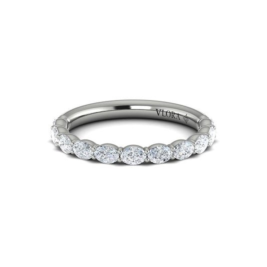 Graceful Oval Shared Prong Stackable Band