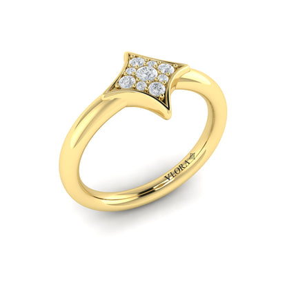 Channel Set Diamond Cluster Vlora Star Ring