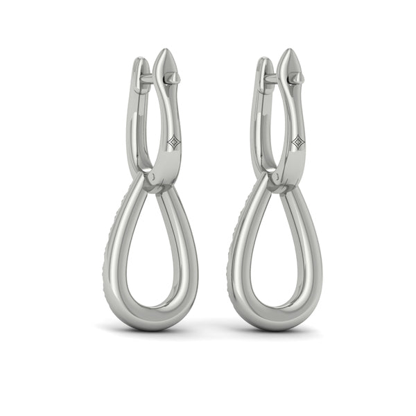 Diamond Open Tear Drop Link Earrings