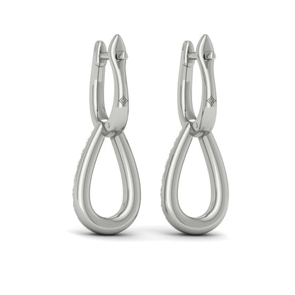 Diamond Open Tear Drop Link Earrings