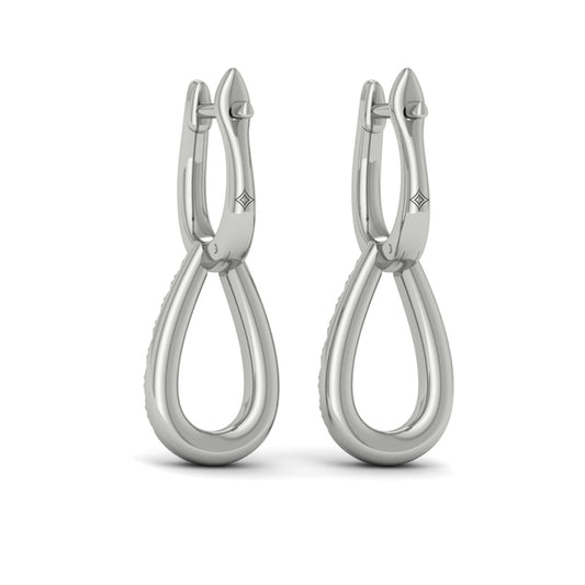 Diamond Open Tear Drop Link Earrings