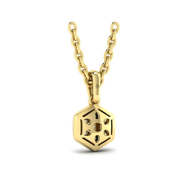 Diamond Cluster Honeycomb Pendant Necklace