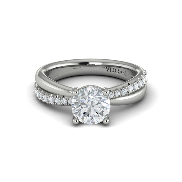 Round Classic Engagement Ring in Platinum by Vlora Bridal