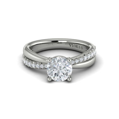 Round Classic Engagement Ring in Platinum by Vlora Bridal