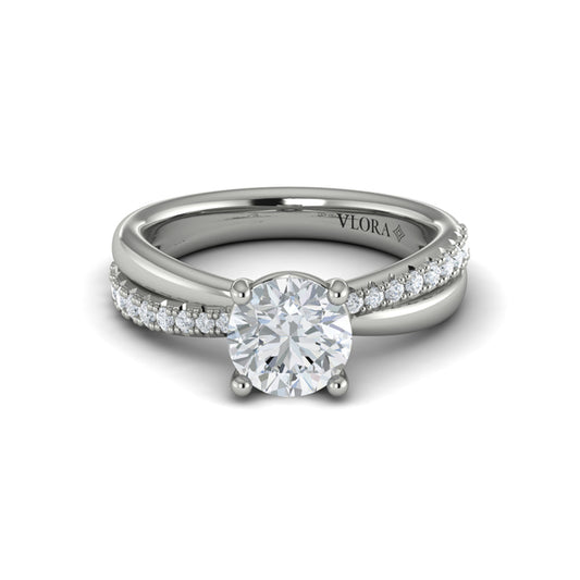 Round Classic Engagement Ring in Platinum by Vlora Bridal