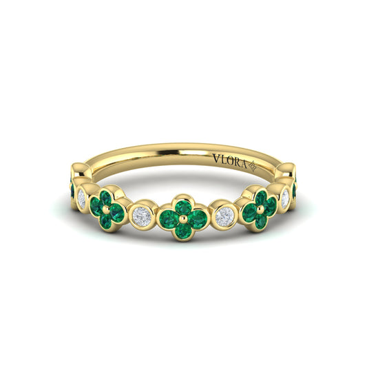 Emerald Bloom Diamond Band