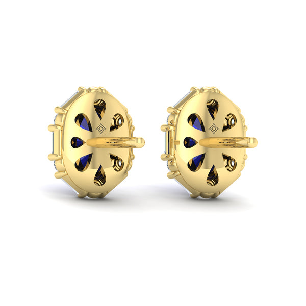 Oval Sapphire and Diamond Baguette Earrings