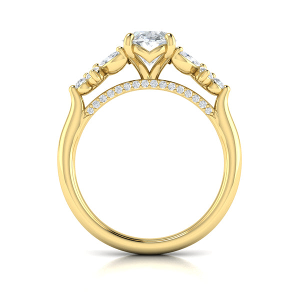 Floral Marquise Cluster Oval Engagement Ring